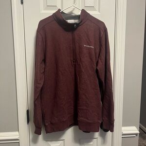 COLUMBIA Mens‎ 1/4 Zip Long Sleeves Burgundy Sweatshirt Size Large